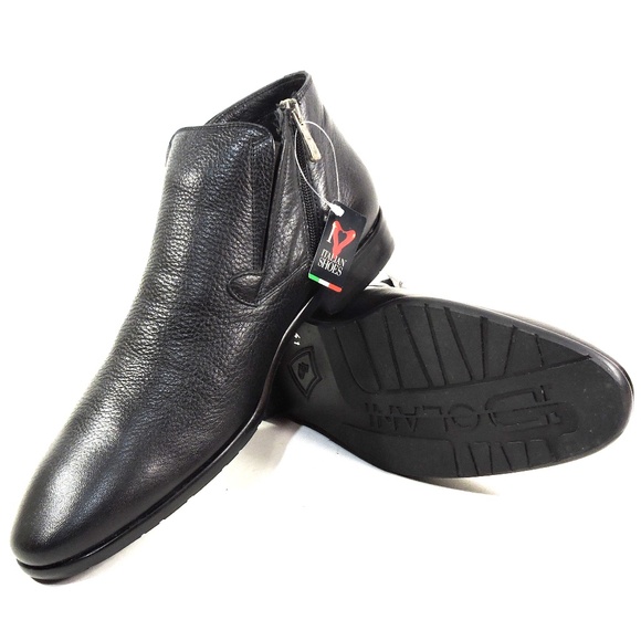 ERNESTO DOLANI 🇮🇹 MEN'S BLACK SOFT DEER LEATHER COMFORT WINTER BOOTIE - Picture 7 of 8